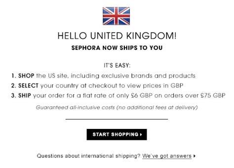 sephora international shipping.